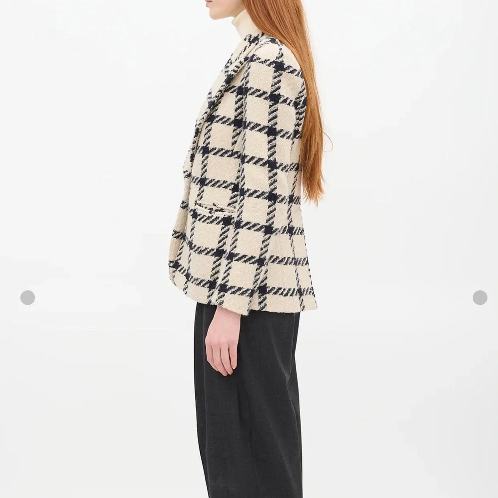 ISABEL MARANT Plaid Women's Jacket in Cream and Black SIZE 36 - Picture 5 of 16